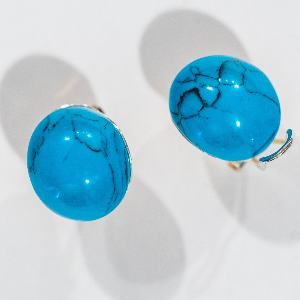 Turquoise Stone Bead Earrings...925 Silver too.